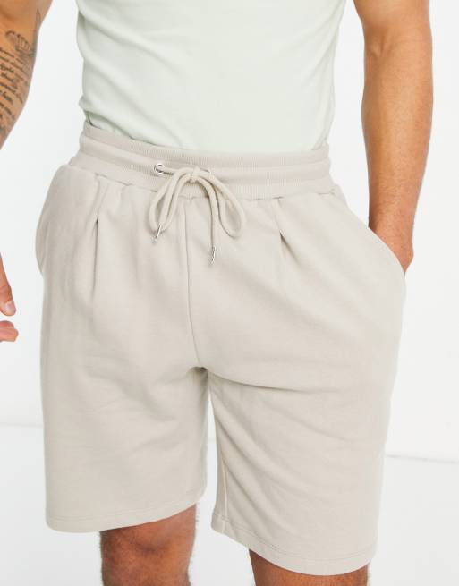 ASOS DESIGN tapered jersey pleated shorts in gray - part of a set