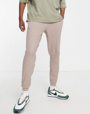 ASOS DESIGN tapered jogger in beige waffle