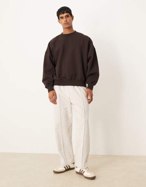 ASOS DESIGN tapered jogger in oatmeal marl scuba-style fabric