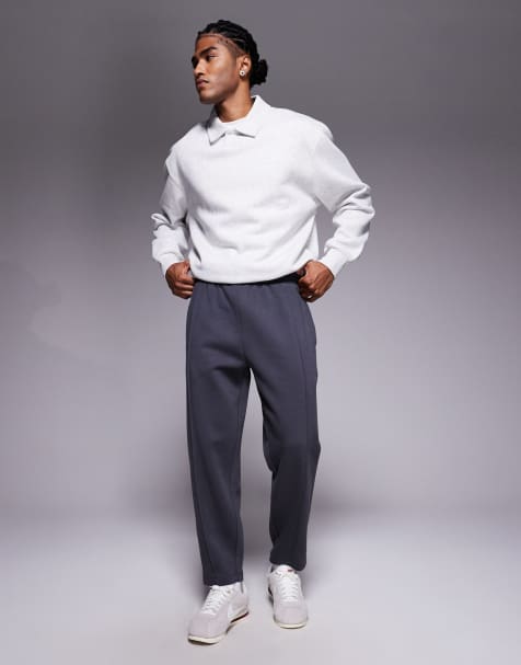 ASOS DESIGN tapered jogger with pin tucks in charcoal