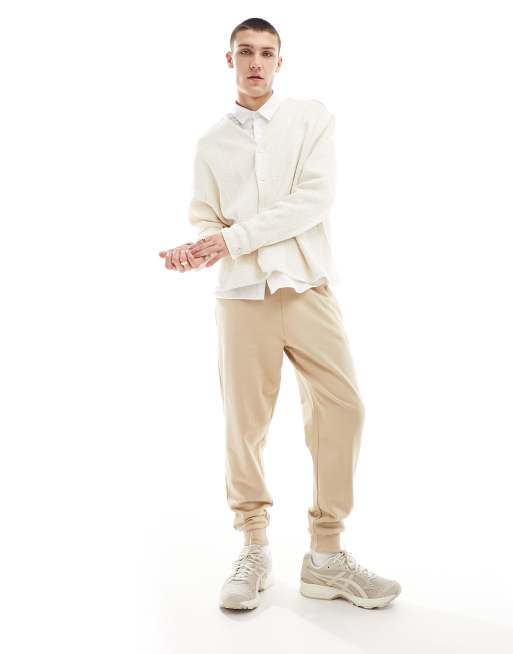 ASOS DESIGN tapered joggers in beige