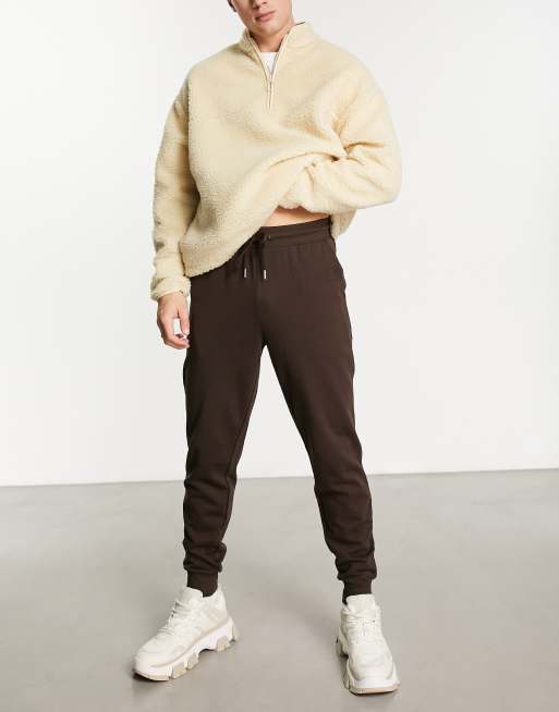 ASOS DESIGN tapered joggers in brown | ASOS