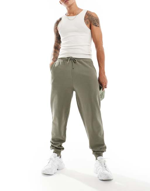 ASOS DESIGN tapered joggers in khaki