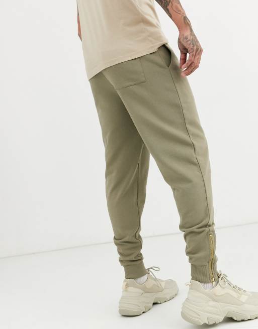 Tapered cheap khaki joggers