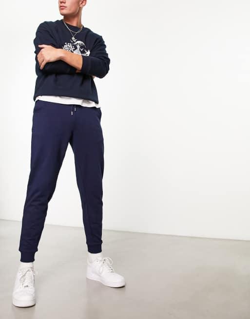 ASOS DESIGN tapered joggers in navy ASOS