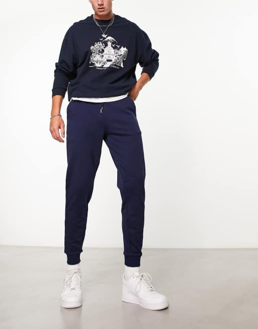 Navy sweatpants clearance outfit