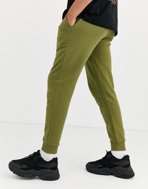 ASOS DESIGN tapered joggers in olive green