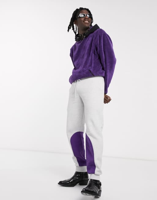 Purple and cheap white joggers