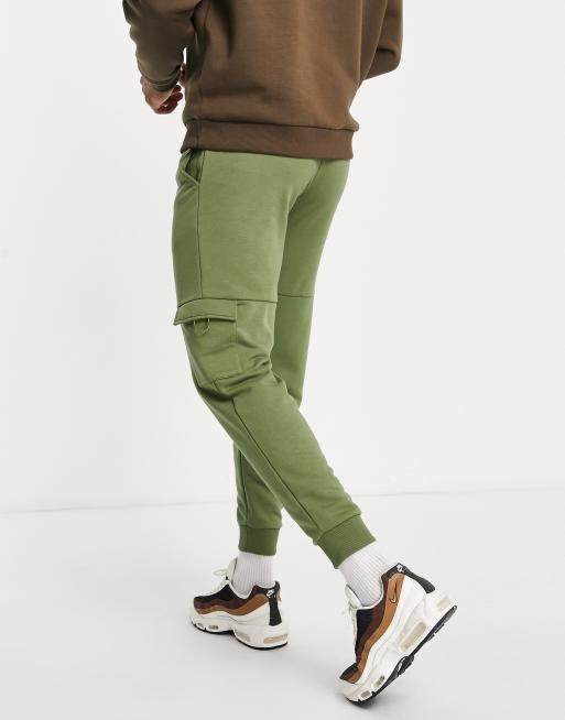 ASOS DESIGN tapered joggers in olive green