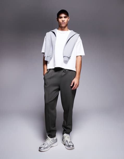 ASOS DESIGN - Tapered joggingbukser i kakigrønt scuba-stof - view 1
