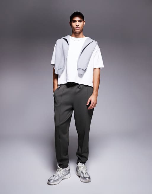 ASOS DESIGN - Tapered joggingbukser i kakigrønt scuba-stof