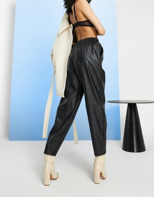 leather tapered pants