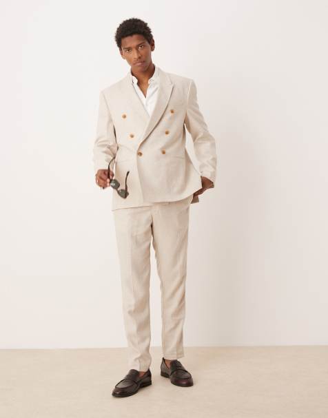 ASOS DESIGN tapered linen blend suit trousers