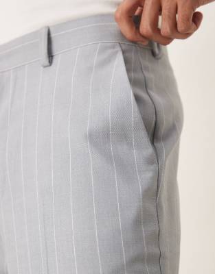 Asos Design Tapered Linen Look Suit Pants In Blue