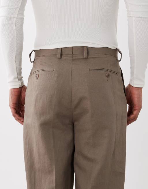 ASOS DESIGN tapered linen rich suit pants in brown, 5 of 5