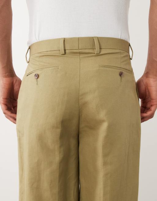 ASOS DESIGN tapered linen rich suit pants in khaki, 5 of 6