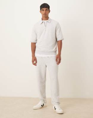 Asos Design Tapered Loopback Sweatpants With Side Piping In Gray