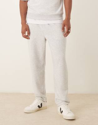Asos Design Tapered Loopback Sweatpants With Side Piping In Gray