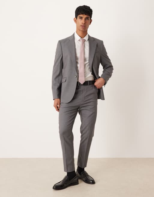 ASOS DESIGN tapered mélange suit trousers in grey