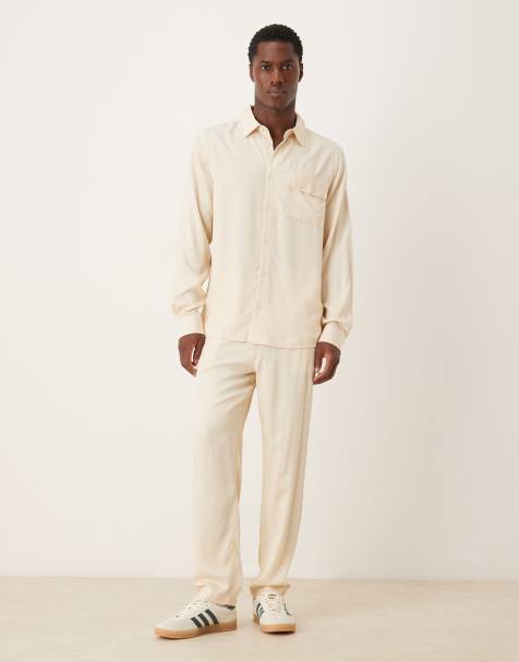 ASOS DESIGN co-ord tapered trousers in beige