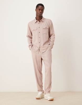Asos Design Tapered Pants In Neutral