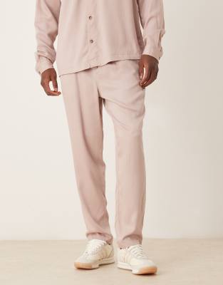 Asos Design Tapered Pants In Neutral