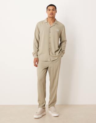 Asos Design Tapered Pants In Brown