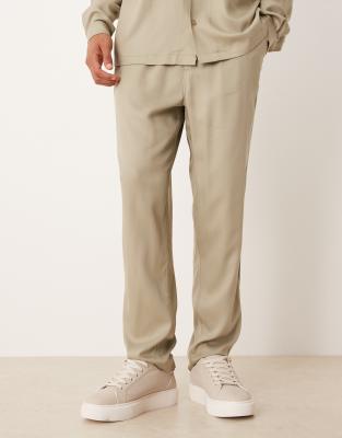 Asos Design Tapered Pants In Brown