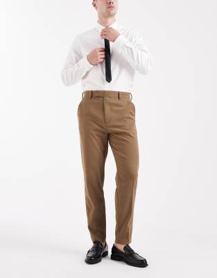 Asos Design Tapered Pants In Brown