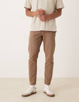 Asos Design Tapered Pants In Brown