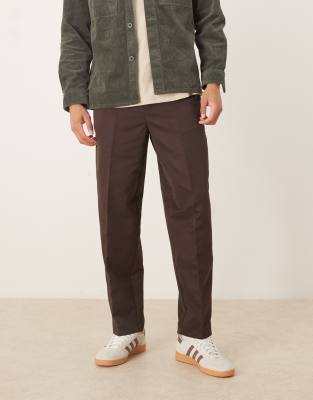 Asos Design Tapered Pants In Brown