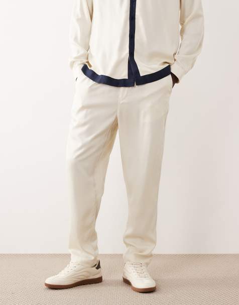 ASOS DESIGN tapered pants in cream (part of a set) - view 1