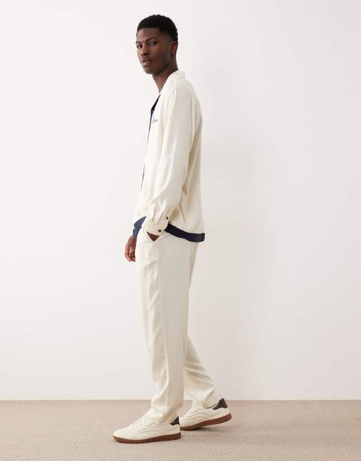 ASOS DESIGN tapered pants in cream (part of a set), 3 of 5