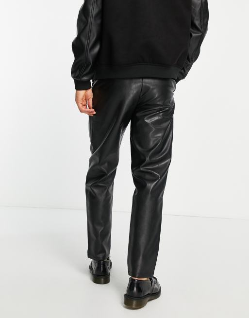 ASOS Skinny Jeans In Leather Look in Black for Men