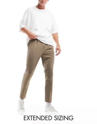 Asos Design Tapered Pants In Stone-neutral