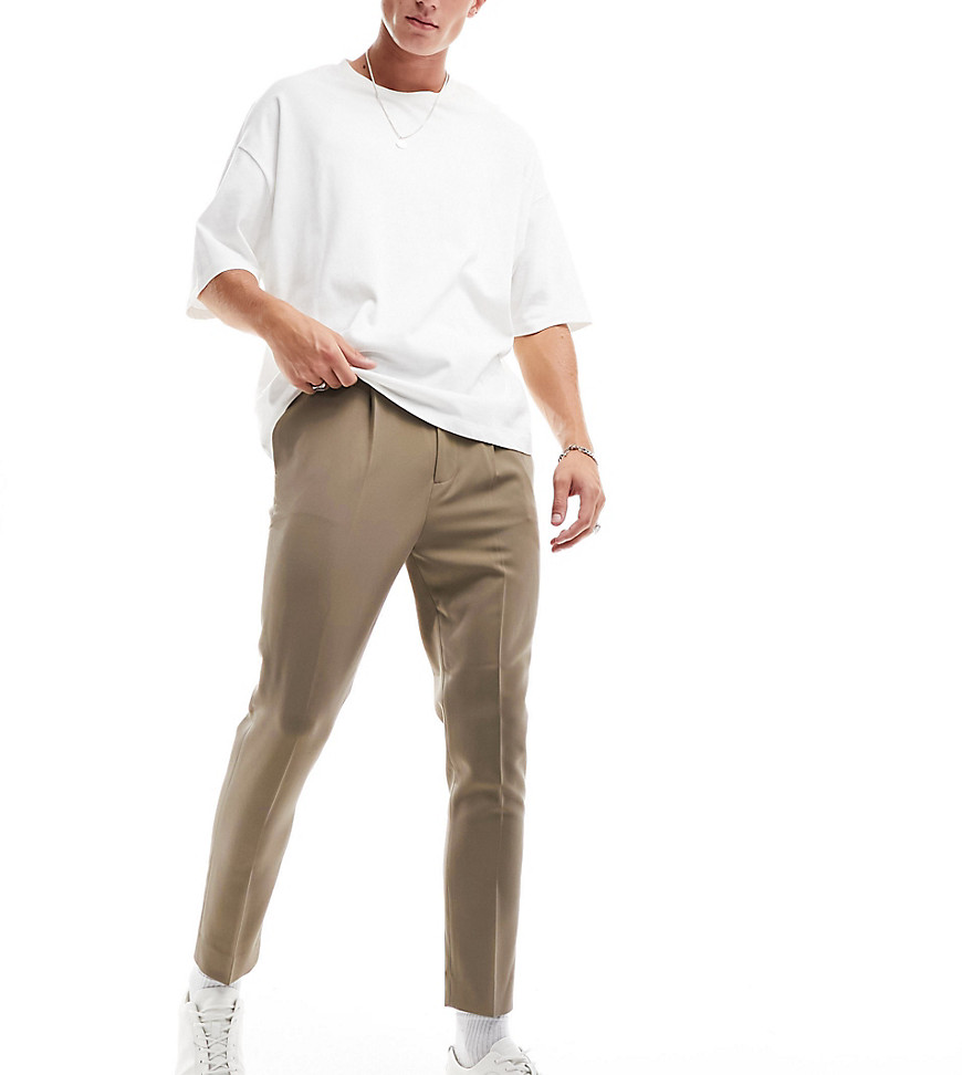 ASOS DESIGN tapered pants in stone-Neutral