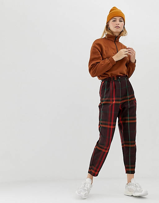 ASOS DESIGN tapered pants in wow COLORFUL check