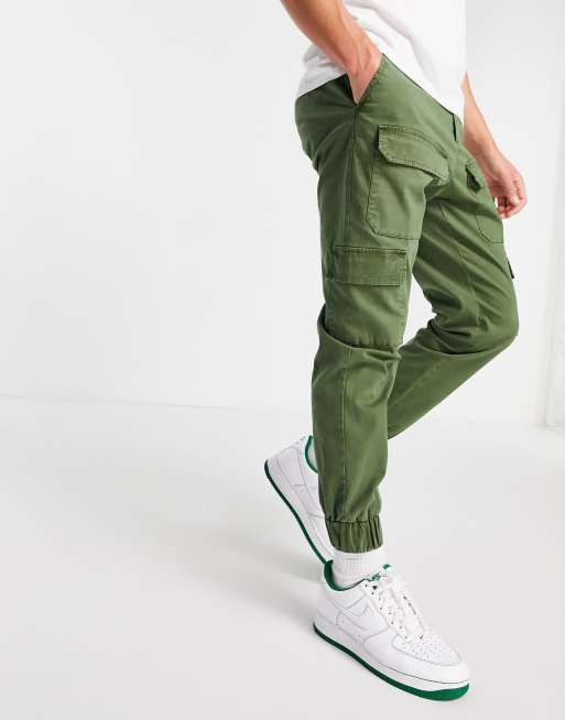 ASOS DESIGN tapered pants with multi pockets in khaki