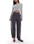 [ASOS DESIGN] ASOS DESIGN tapered pants with turn up detail in charcoal-Grey 10 Charcoal