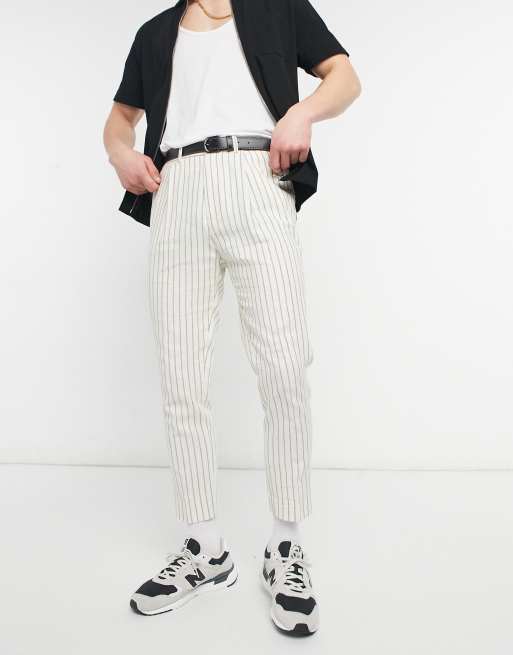 Off white striped store pants