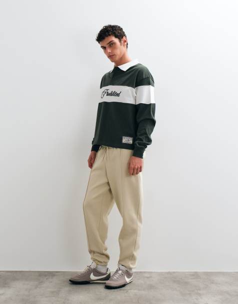 ASOS DESIGN tapered pintuck jogger in neutral - view 1