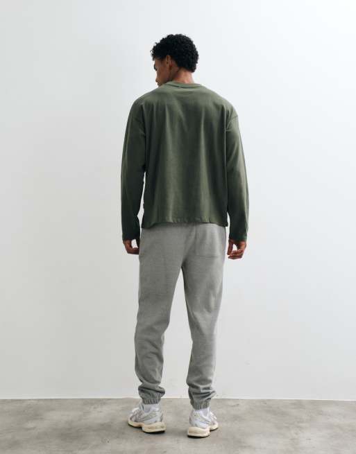 ASOS DESIGN tapered piqué-joggingbukser i gråmeleret, 2 af 5