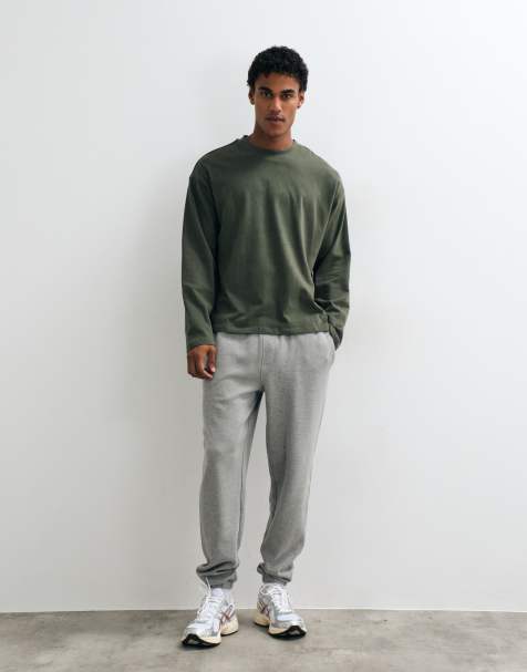 ASOS DESIGN tapered piqué sweatpants in heather gray - view 1