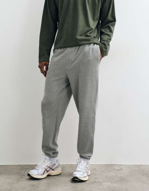 ASOS DESIGN tapered piqué sweatpants in heather gray, 3 of 5