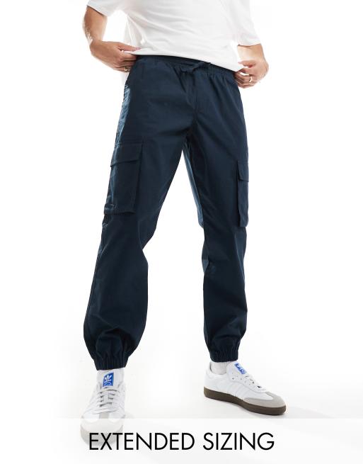 ASOS DESIGN - Tapered pull on-bukser i mørk marineblå