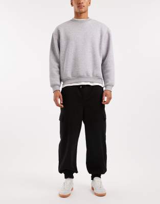 Asos Design Tapered Pull On Cargo Pants In Black