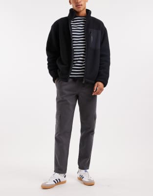 Asos Design Tapered Pull On Cargo Pants In Gray