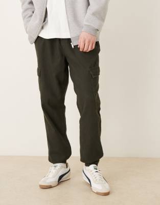 Asos Design Tapered Pull On Cargo Pants In Green