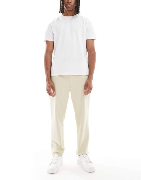 ASOS DESIGN tapered pull on chinos in beige