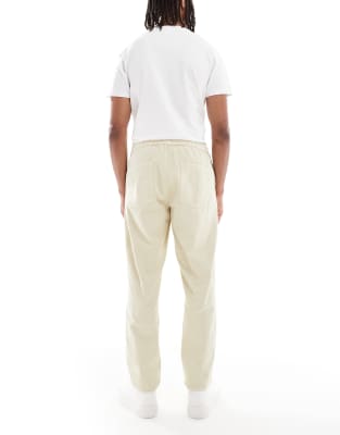 Asos Design Tapered Pull On Chinos In Neutral